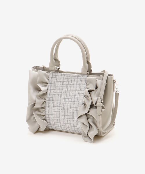 MAJESTIC LEGON（マジェスティックレゴン）の「ツイードフリルショルダーバッグ（ショルダーバッグ・レディース・ピンク/ライトグレー/アイボリー/ブラック・FREE）」の22枚目の写真