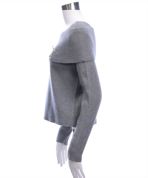 clear（クリア）の「ブローチ付きオフショルニットトップス[バレエコア ガーリー]（ニット/セーター・レディース・アイボリー/ピンク/グレー/ブラウン/ブラック・F）」の17枚目の写真