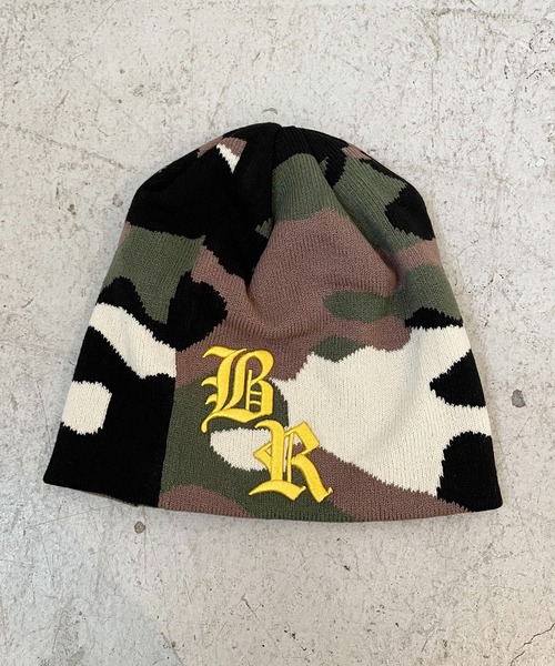 SPINNS(スピンズ)の「シングルニットビーニー/ワンポイントロゴ/カモ柄/ユニセックス(ニットキャップ/ビーニー・メンズ・カモフラージュ/ブラック・ONESIZE)」の10枚目の写真