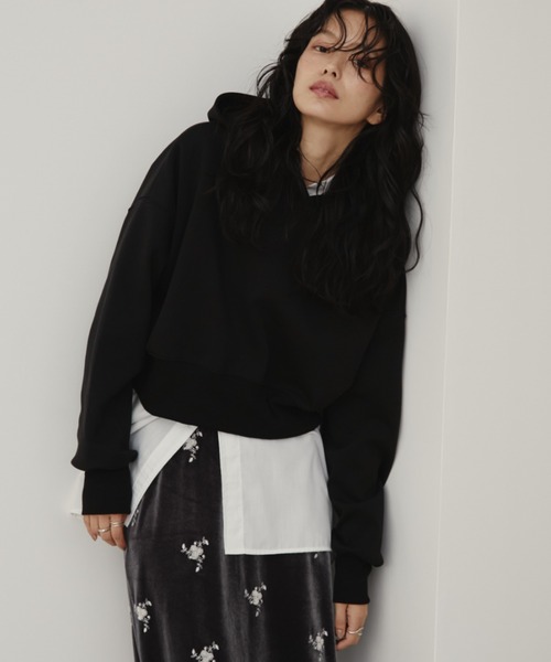 Aunt Marie's（アントマリーズ）の「クロップドフーディプルオーバー/パーカー（スウェット・レディース・ブラック/グレー/ホワイト・FREE）」の14枚目の写真