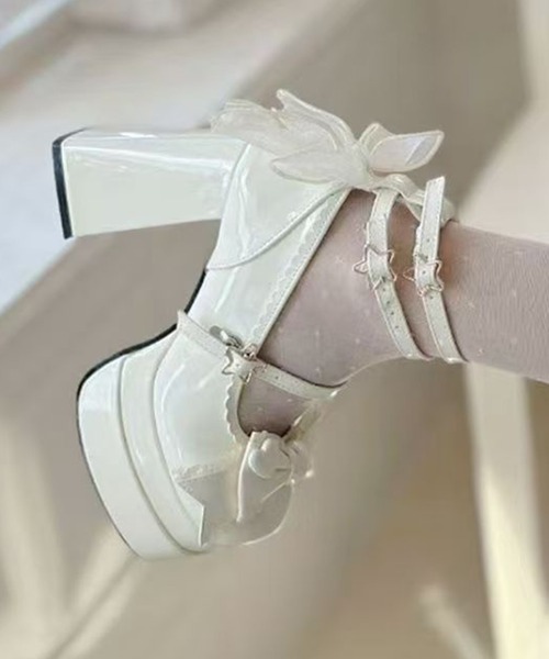 MAISON SELECT(メゾンセレクト)の「9C91 厚底ヒール リボンパンプス(パンプス・レディース・ホワイト/ブラック/ピンク・40/38/36)」の8枚目の写真