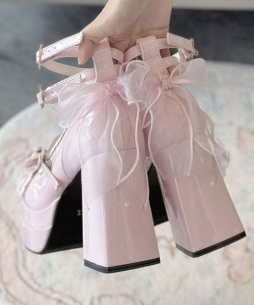 MAISON SELECT(メゾンセレクト)の「9C91 厚底ヒール リボンパンプス(パンプス・レディース・ホワイト/ブラック/ピンク・40/38/36)」の4枚目の写真