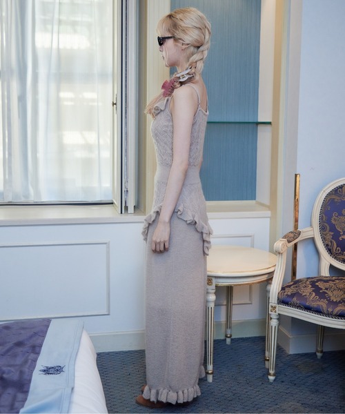 etre loin(エトルワン)の「Mohair crochet cami dress(ワンピース・レディース・モカ/ライトグレー/ピンク・M)」の6枚目の写真