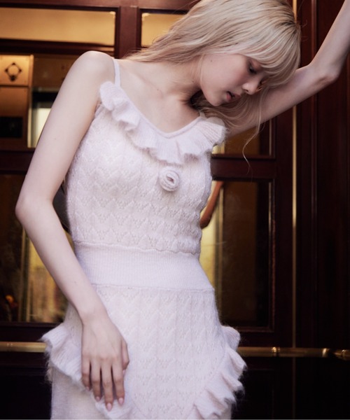 etre loin(エトルワン)の「Mohair crochet cami dress(ワンピース・レディース・モカ/ライトグレー/ピンク・M)」の4枚目の写真