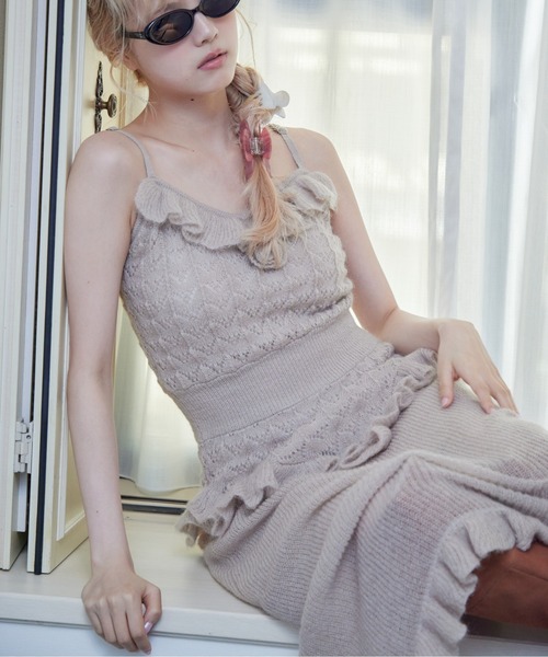 etre loin(エトルワン)の「Mohair crochet cami dress(ワンピース・レディース・モカ/ライトグレー/ピンク・M)」の6枚目の写真
