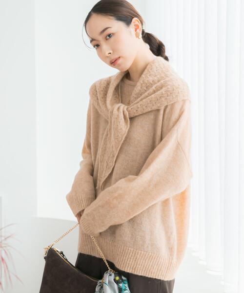 セール】F by ROSSO ヘアリーニットプルオーバー+ニットスカーフ