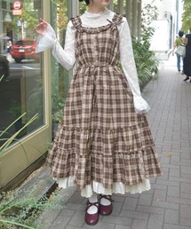 axes femme | コットンレース使チェックワンピース(ワンピース)