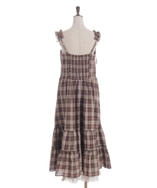 axes femme（アクシーズファム）の「コットンレース使チェックワンピース（ワンピース・レディース・ブラック/ワイン/ブラウン・FREE）」の20枚目の写真