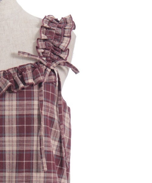 axes femme（アクシーズファム）の「コットンレース使チェックワンピース（ワンピース・レディース・ブラック/ワイン/ブラウン・FREE）」の10枚目の写真