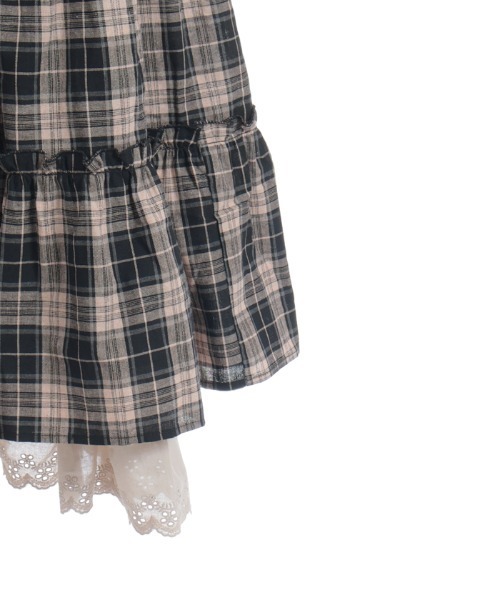 axes femme（アクシーズファム）の「コットンレース使チェックワンピース（ワンピース・レディース・ブラック/ワイン/ブラウン・FREE）」の6枚目の写真