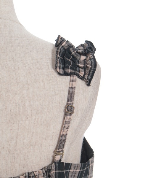 axes femme（アクシーズファム）の「コットンレース使チェックワンピース（ワンピース・レディース・ブラック/ワイン/ブラウン・FREE）」の9枚目の写真