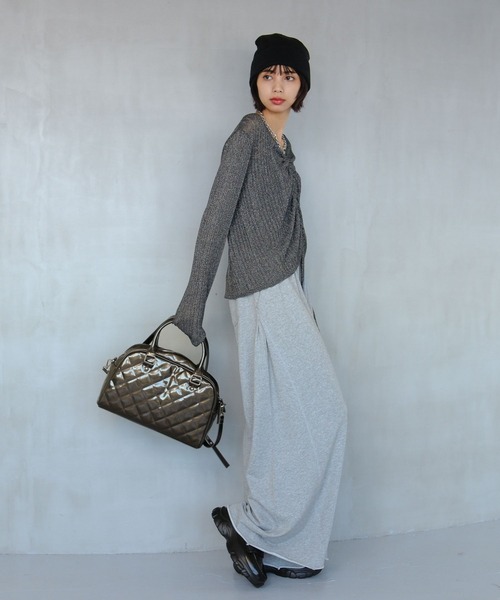 PAGEBOY(ページボーイ)の「フロントシャーリングラメニット(ニット/セーター・レディース・ブラック/シルバー/レッド系その他・FREE)」の5枚目の写真