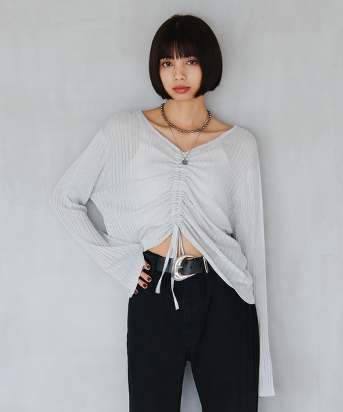 PAGEBOY(ページボーイ)の「フロントシャーリングラメニット(ニット/セーター・レディース・ブラック/シルバー/レッド系その他・FREE)」の18枚目の写真
