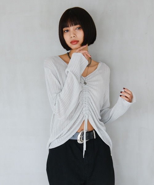 セール】フロントシャーリングラメニット（ニット/セーター）｜PAGEBOY