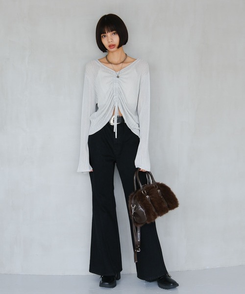PAGEBOY(ページボーイ)の「フロントシャーリングラメニット(ニット/セーター・レディース・ブラック/シルバー/レッド系その他・FREE)」の12枚目の写真