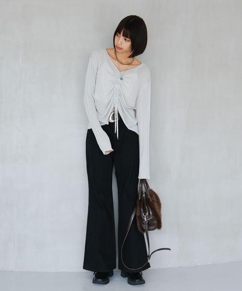 PAGEBOY(ページボーイ)の「フロントシャーリングラメニット(ニット/セーター・レディース・ブラック/シルバー/レッド系その他・FREE)」の14枚目の写真