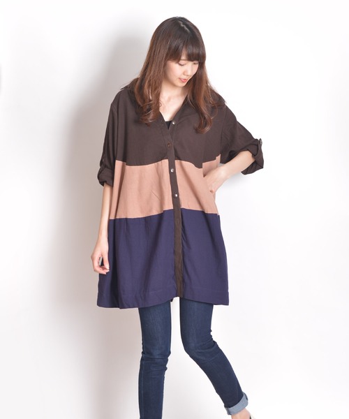 MARAI(マーライ)の「ティアード長袖ロングシャツ ビッグシャツ(シャツ/ブラウス・レディース・A/B/C/D・FREE)」の2枚目の写真