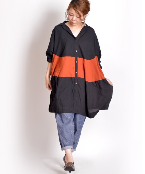 MARAI(マーライ)の「ティアード長袖ロングシャツ ビッグシャツ(シャツ/ブラウス・レディース・A/B/C/D・FREE)」の13枚目の写真