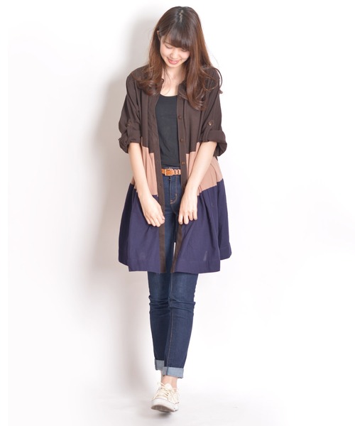 MARAI(マーライ)の「ティアード長袖ロングシャツ ビッグシャツ(シャツ/ブラウス・レディース・A/B/C/D・FREE)」の11枚目の写真