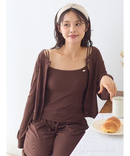 tutuanna(チュチュアンナ)の「ロングパンツ カップ付きルームウェア3点セット(ルームウェア/パジャマ・レディース・グレイッシュブルー/ブラウン・S/M/L)」の6枚目の写真