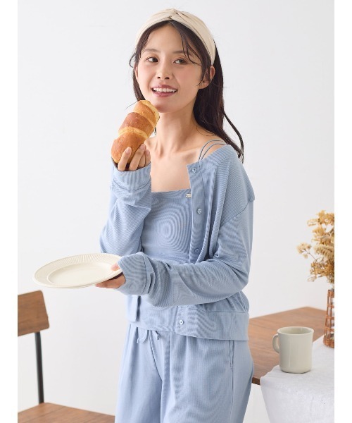 tutuanna(チュチュアンナ)の「ロングパンツ カップ付きルームウェア3点セット(ルームウェア/パジャマ・レディース・グレイッシュブルー/ブラウン・S/M/L)」の15枚目の写真