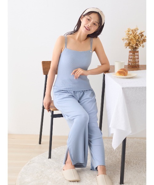 tutuanna(チュチュアンナ)の「ロングパンツ カップ付きルームウェア3点セット(ルームウェア/パジャマ・レディース・グレイッシュブルー/ブラウン・S/M/L)」の16枚目の写真