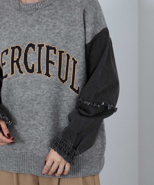 NAVY(ネイビー)の「nAvy ニットxデニムプルオーバー(ニット/セーター・レディース・チャコールグレー/グレー/ネイビー・FREE)」の7枚目の写真