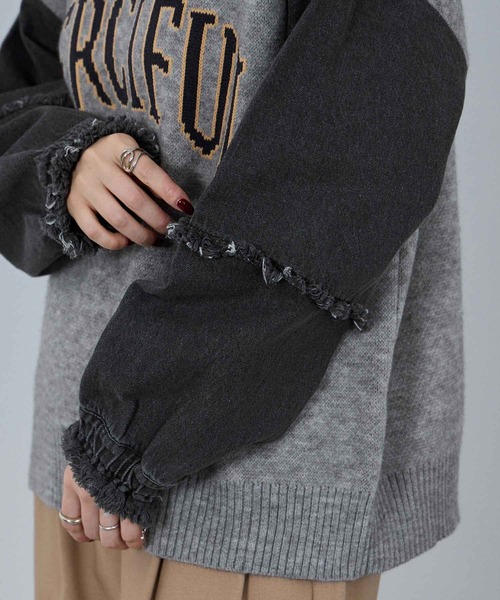 NAVY(ネイビー)の「nAvy ニットxデニムプルオーバー(ニット/セーター・レディース・チャコールグレー/グレー/ネイビー・FREE)」の8枚目の写真