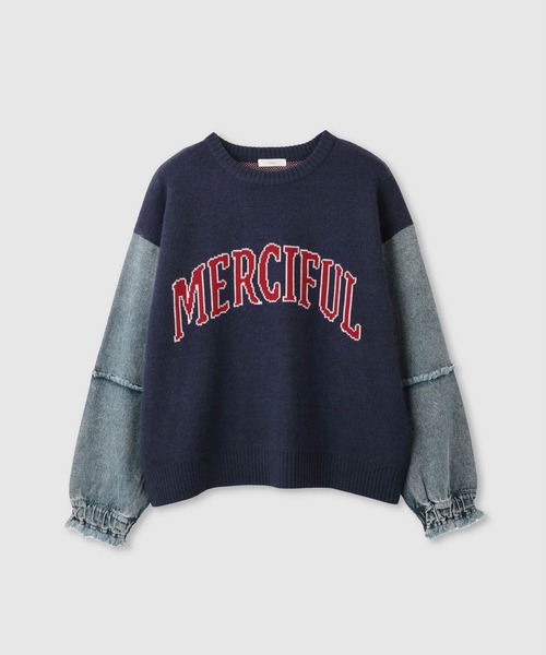 NAVY(ネイビー)の「nAvy ニットxデニムプルオーバー(ニット/セーター・レディース・チャコールグレー/グレー/ネイビー・FREE)」の13枚目の写真