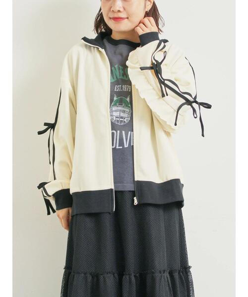 SM2（エスエムツー）の「リボンフリルトラックジャージ（ブルゾン・レディース・ブラック/クリーム/ベージュ/ブラウン・F）」の4枚目の写真