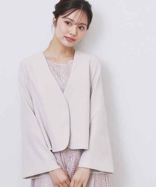 index（インデックス）の「ノーカラージャケット【洗濯機OK】（ノーカラージャケット・レディース・ブラック/ナチュラル・36/38/40/42）」の2枚目の写真