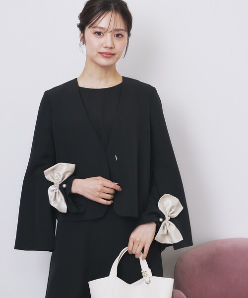 index（インデックス）の「ノーカラージャケット【洗濯機OK】（ノーカラージャケット・レディース・ブラック/ナチュラル・36/38/40/42）」の4枚目の写真