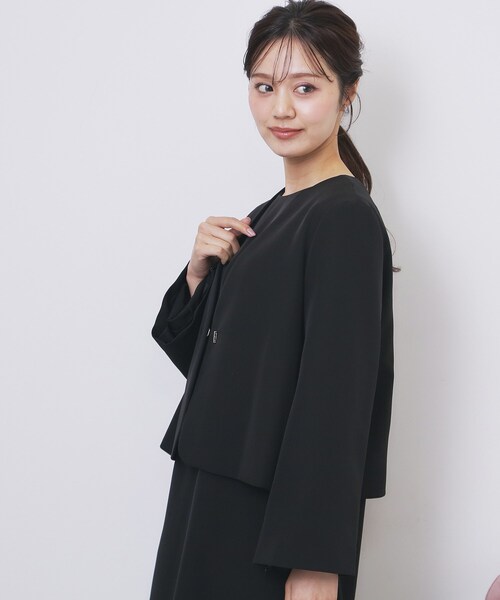 index（インデックス）の「ノーカラージャケット【洗濯機OK】（ノーカラージャケット・レディース・ブラック/ナチュラル・36/38/40/42）」の5枚目の写真