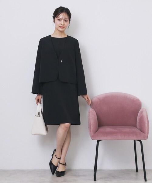 index（インデックス）の「ノーカラージャケット【洗濯機OK】（ノーカラージャケット・レディース・ブラック/ナチュラル・36/38/40/42）」の7枚目の写真