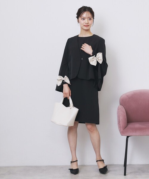 index（インデックス）の「ノーカラージャケット【洗濯機OK】（ノーカラージャケット・レディース・ブラック/ナチュラル・36/38/40/42）」の6枚目の写真