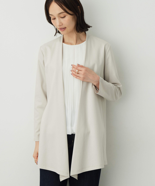 A/C DESIGN BY ALPHA CUBIC（エーシーデザインバイアルファキュービック）の「スムースポンチトッパーカーディガン【綿100%】（カーディガン/ボレロ・レディース・ブラック/ライトグレー・M/L/LL）」の3枚目の写真