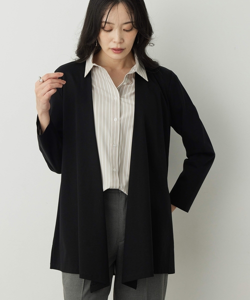 A/C DESIGN BY ALPHA CUBIC（エーシーデザインバイアルファキュービック）の「スムースポンチトッパーカーディガン【綿100%】（カーディガン/ボレロ・レディース・ブラック/ライトグレー・M/L/LL）」の6枚目の写真