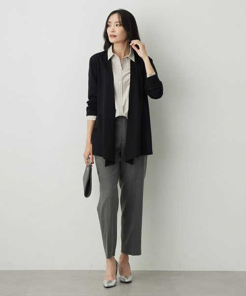 A/C DESIGN BY ALPHA CUBIC（エーシーデザインバイアルファキュービック）の「スムースポンチトッパーカーディガン【綿100%】（カーディガン/ボレロ・レディース・ブラック/ライトグレー・M/L/LL）」の7枚目の写真