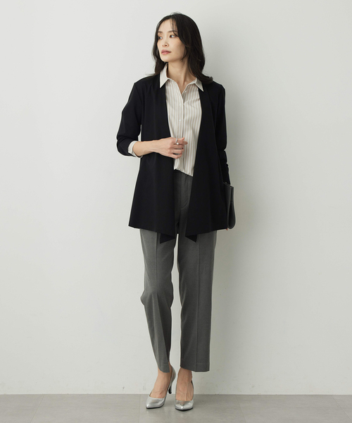 A/C DESIGN BY ALPHA CUBIC（エーシーデザインバイアルファキュービック）の「スムースポンチトッパーカーディガン【綿100%】（カーディガン/ボレロ・レディース・ブラック/ライトグレー・M/L/LL）」の8枚目の写真