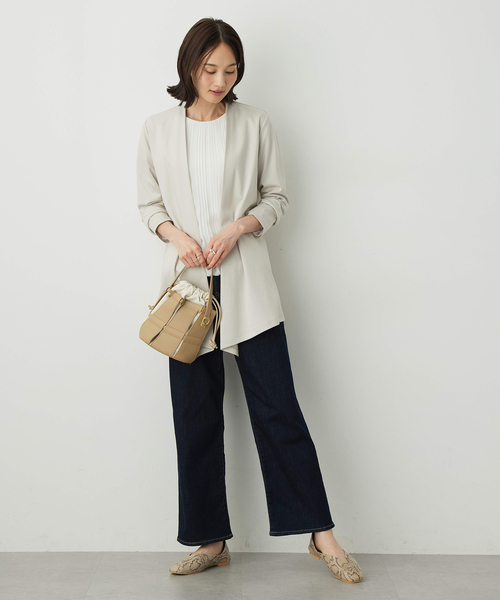 A/C DESIGN BY ALPHA CUBIC（エーシーデザインバイアルファキュービック）の「スムースポンチトッパーカーディガン【綿100%】（カーディガン/ボレロ・レディース・ブラック/ライトグレー・M/L/LL）」の9枚目の写真