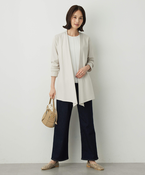 A/C DESIGN BY ALPHA CUBIC（エーシーデザインバイアルファキュービック）の「スムースポンチトッパーカーディガン【綿100%】（カーディガン/ボレロ・レディース・ブラック/ライトグレー・M/L/LL）」の10枚目の写真