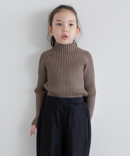 【3-10才対応】ハイネックワイドリブニット