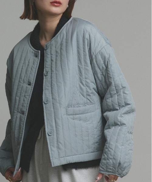 新品未使用　ノーカラーLLBean　キルティングライトジャケット LAVENHAM（ラベンハム） ジャケット ノーカラージャケット BIG QUILT