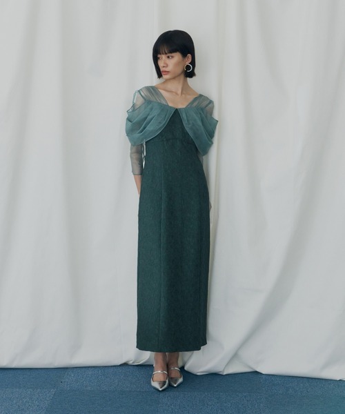 セール】チュールドレープジャガードドレス / tulle drape jacquard
