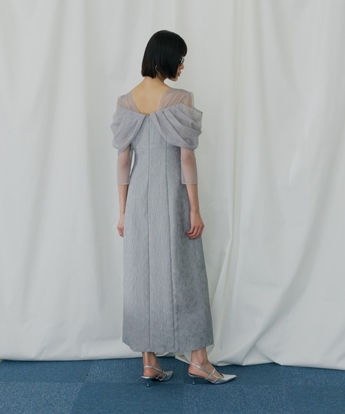 セール】チュールドレープジャガードドレス / tulle drape jacquard
