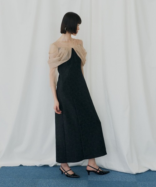 セール】チュールドレープジャガードドレス / tulle drape jacquard