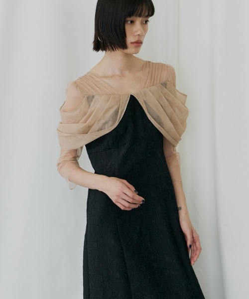 セール】チュールドレープジャガードドレス / tulle drape jacquard