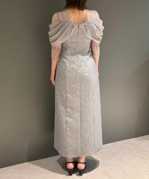 チュールドレープジャガードドレス / tulle drape jacquard dress