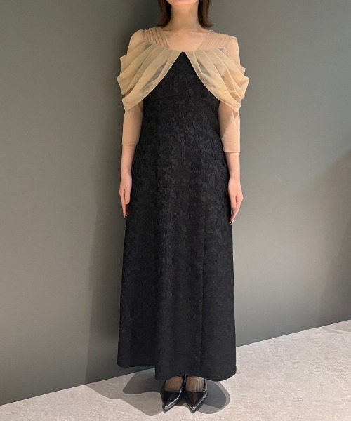セール】チュールドレープジャガードドレス / tulle drape jacquard