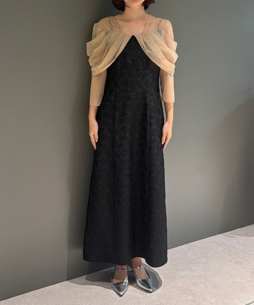 セール】チュールドレープジャガードドレス / tulle drape jacquard
